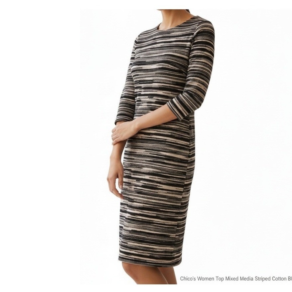 Chico's Striped Knit Shift Dress – Size 1 (Equivalent to M/L) - Picture 7 of 7